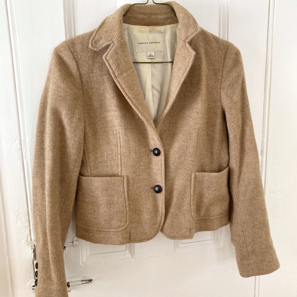 Banana Republic Tan Wool Blazer, Brown Wool Jacket Size 4